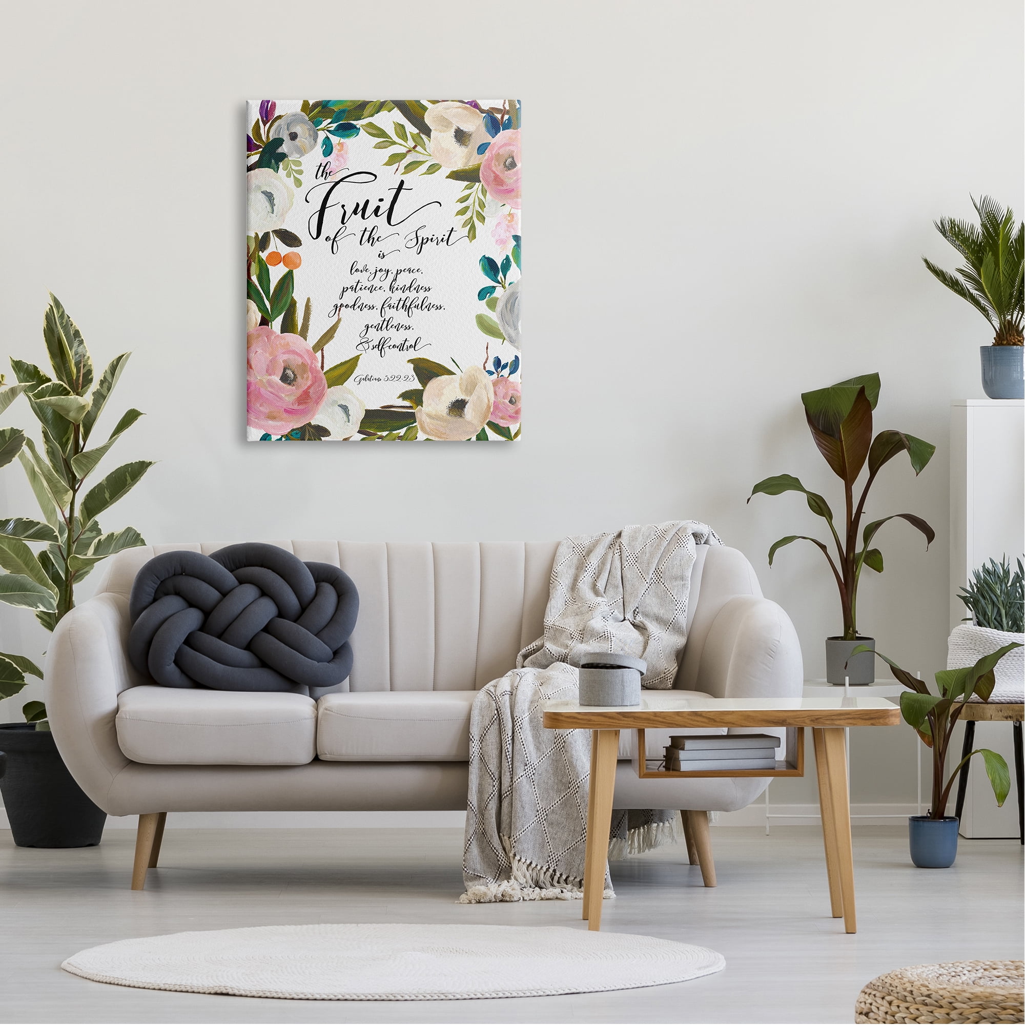 Stupell Industries Fruit of the Spirit Religious Faith Calligraphy Passage Canvas Wall Art, 30 x 40, Design by Amy Brinkman