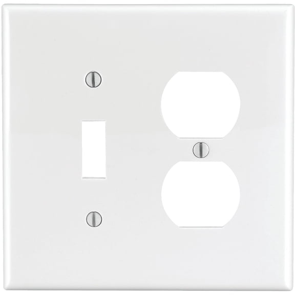 Leviton 0PJ18-00W White 2 Gang Thermoplastic Nylon Duplex/Toggle Wall Plate