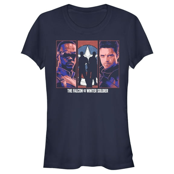 Junior's Marvel The Falcon and the Winter Soldier Group Graphic Tee Navy Blue X Large
