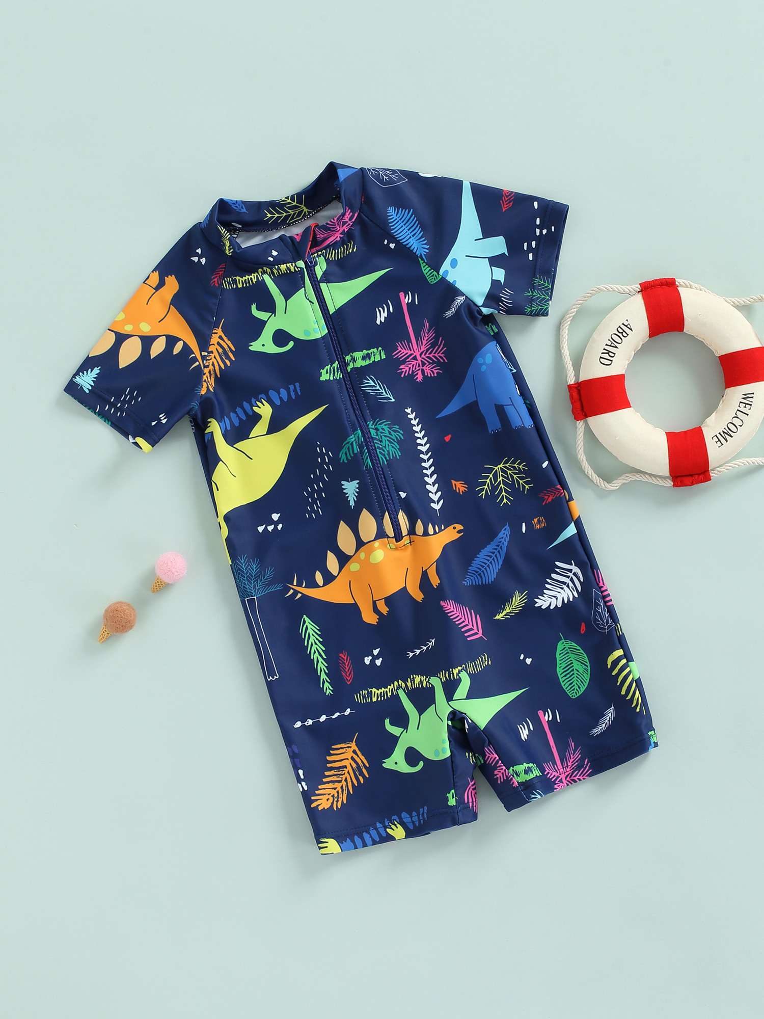 Baby Toddler Boys Dinosaur Zipper Rash Guard Swimsuit UPF 50+ Sun ...