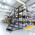 thumbnail image 6 of Supvox Black Steel Rolling Ladder with Platform and Handrails for Industrial Use, 6 of 8