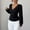 Black, variant on Blouses for Women Dressy Casual V Neck Pearl Embellished Long Sleeve Blouse, Solid Beaded Top, Elegant Casual Shirt Womens Blouses for Work