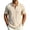 Khaki, variant on Men's Linen-Blend Quarter-Zip Golf Shirt, Textured Fabric with Open Collar, Short Sleeve Casual Top Khaki S