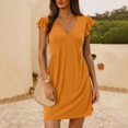thumbnail image 2 of Summer Women's Casual Beach Dress Loose Fit Deep V Neck Mini Dress With Ruffled Sleeves For Relaxed Style Comfortable Flowy Boho Outfit, 2 of 2