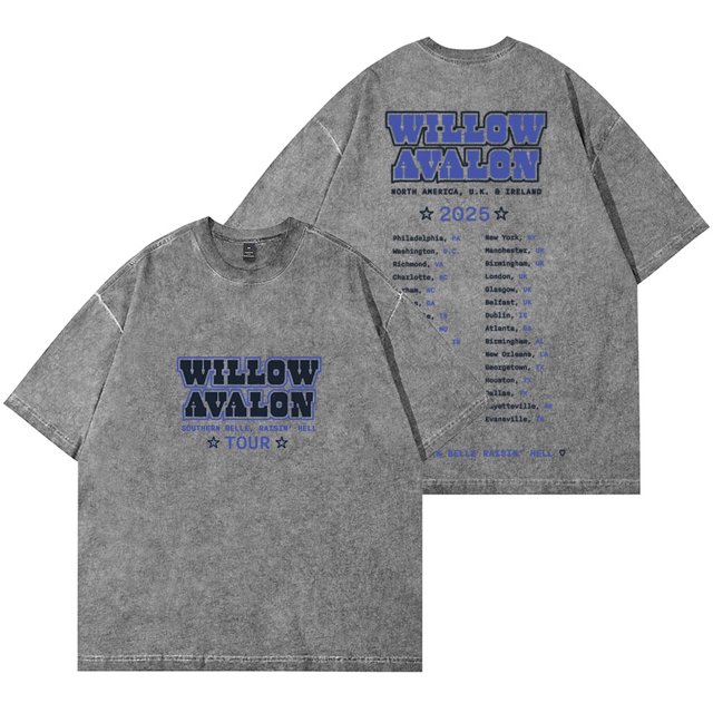 Willow Avalon Southern Belle Raisin Hell Tour 2025 T-Shirts Unisexes en Coton à Manches Courtes
