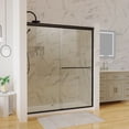 thumbnail image 2 of 60" W x 70" H Shower Doors, Traditional Sliding Shower Doors Tempered Glass Bypass Shower Enclosure with Single Handle, Clear Glass Bathroom Doors in Matte Black Finish, 2 of 7