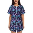 thumbnail image 1 of Balery Funny Skull Flower Conjunto de Pijama para Mujer con Estampado, Dos Piezas de Manga Corta y Shorts, Ropa de Dormir Suave con Cuello Redondo y Bolsillos-Small, 1 of 6