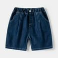 thumbnail image 2 of WERYOUNG Girls Boys Jeans Shorts Summer Fashion Stretch Elastic Waist Basketball Athletic Knee-Length Denim Shorts With Pockets Toddler Soft Beach Bottom,Dark Blue,18-24 Months, 2 of 4