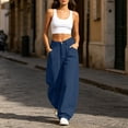 thumbnail image 4 of Chiccall Solid Cotton Linen Women's Loose Wide Leg Trousers with Pockets High Waist Button Casual Barrel Pants, 4 of 8