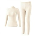 thumbnail image 2 of gbyLJF Womens Thermal Underwear Set Turtleneck Tops with Chest Pads and Long Johns 2 Piece Solid Color Cold Weather Shirts Leggings, 2 of 5