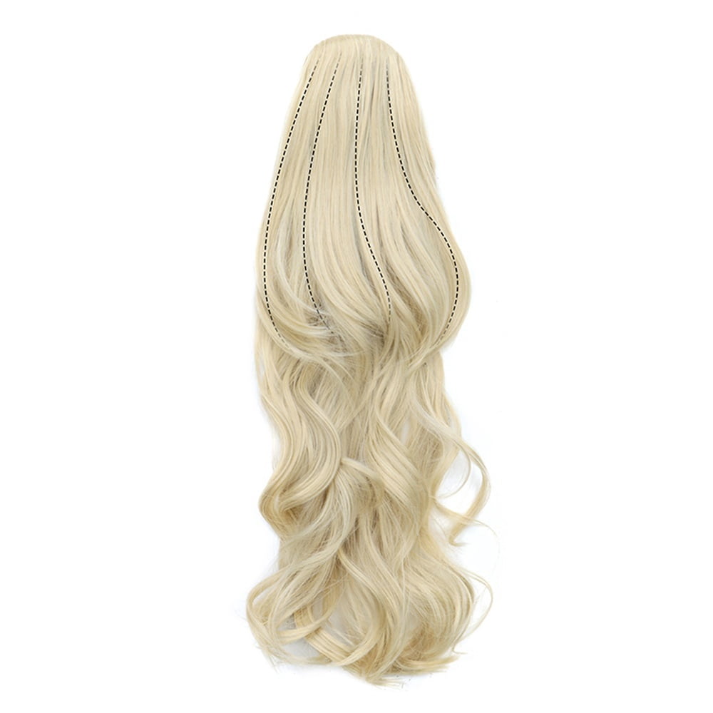 Drawstring Ponytail Hair Extension 22Inch Long Curly Layered Synthetic Fake Pony Tail Hairpieces for Women