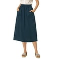 thumbnail image 1 of Unique Bargains Women's Solid Color Peasant Elastic Waist Ruffle Midi Skirt, 1 of 8