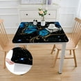 thumbnail image 2 of WYYP Blue Butterfly Romantic Blue Rose Flowers Butterfly Print Square Fitted Table Cloths white, 2 of 7