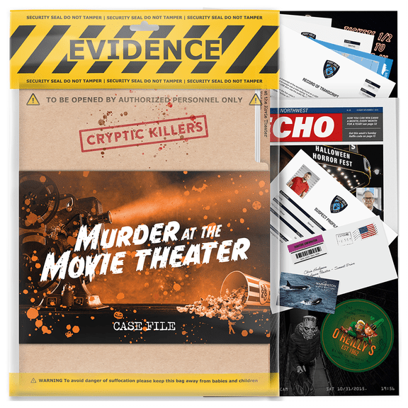 Cryptic Killers Murder Mystery Game - Murder at the Movie Theater Cold Unsolved Case File Games for Adults