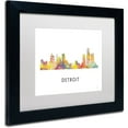 thumbnail image 2 of Trademark Fine Art 'Detroit Michigan Skyline WB-1' Canvas Art by Marlene Watson, White Matte, Black Frame, 2 of 4