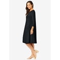 thumbnail image 3 of Jessica London Women's Plus Size Stretch Knit Three-Quarter Sleeve T-Shirt Dress, 3 of 4
