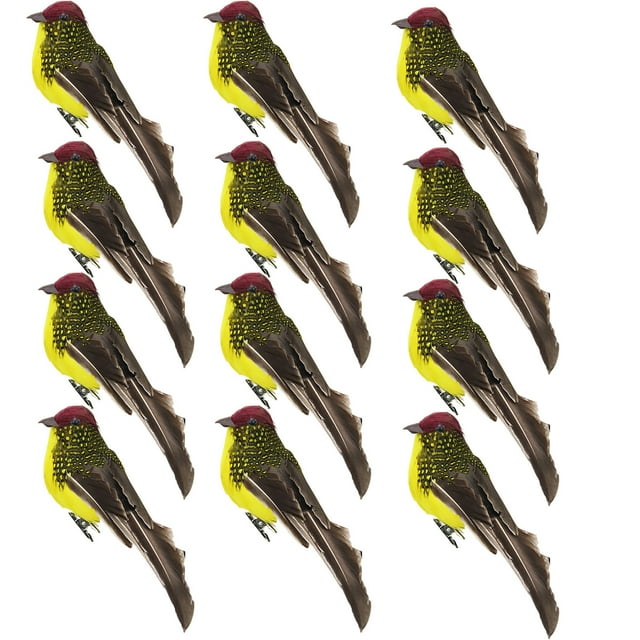 TIMIFIS Home Decor 12PC Real Feather Simulation Gardening Decoration Foam Fake Bird Sparrow DecorFall s
