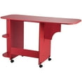 thumbnail image 3 of SEI Furniture Wooden Drop Leaf Mobile Sewing Craft Table in Farmhouse Red, 3 of 15