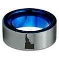 thumbnail image 2 of Tungsten Idaho The Gem State Band Ring 8mm Men Women Comfort Fit Blue Flat Cut Brushed Gray Polished, 2 of 4