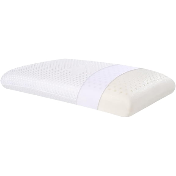 SUQ I OME Slim Latex Pillow - 3.9 Inch Low Profile Thin Latex Pillow for Stomach, Back, or Side Sleepers, White