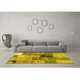 thumbnail image 3 of Ahgly Company Machine Washable Indoor Round Patchwork Yellow Transitional Area Rugs, 7' Round, 3 of 4