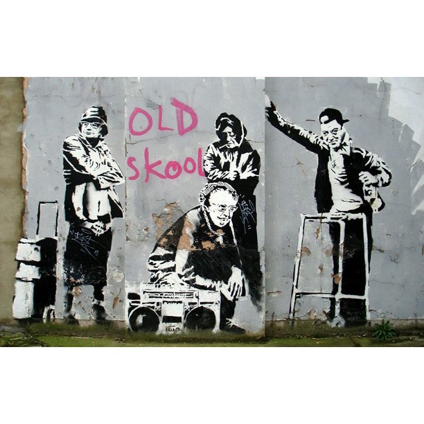 Home Comforts Old Skool, Graffiti Art Print By Banksy - 20 Inch by Home Comforts Old Skool, Graffiti Art Print By Banksy - 20 Inch by