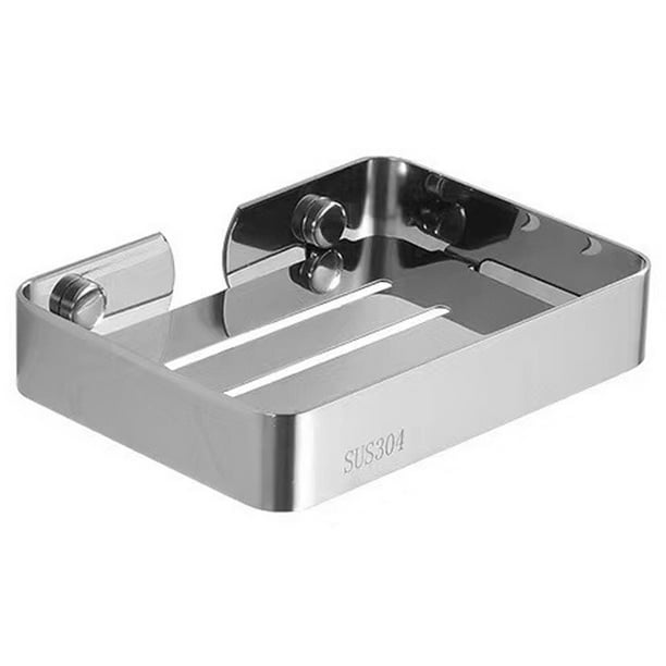 Jabonera multifuncional de acero inoxidable, soporte de jabón resistente para montaje en pared con diseño de drenaje para áreas de baño, cocina y ducha, ahorra espacio y es fácil de instalar