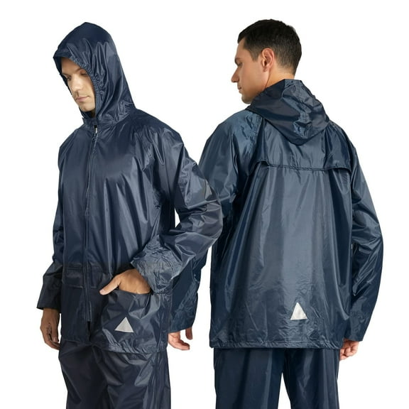 SPEEDRUN Men' Waterproof Rain Suit 2 piece Golf Waterproof Gear Rain Suits for Men Lightweight Raincoat Jacket Hooded and Pants Navy Blue XL