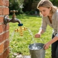 thumbnail image 5 of 3 Way Brass Garden Hose Splitter 3/4" Thread Heavy Duty Outdoor Faucet Adapter With Shut Off 3 Water Tap Connector For Yard And RV Outdoor Kitchen Faucet Wall Mount Laundry Faucet Handle Replacement, 5 of 7