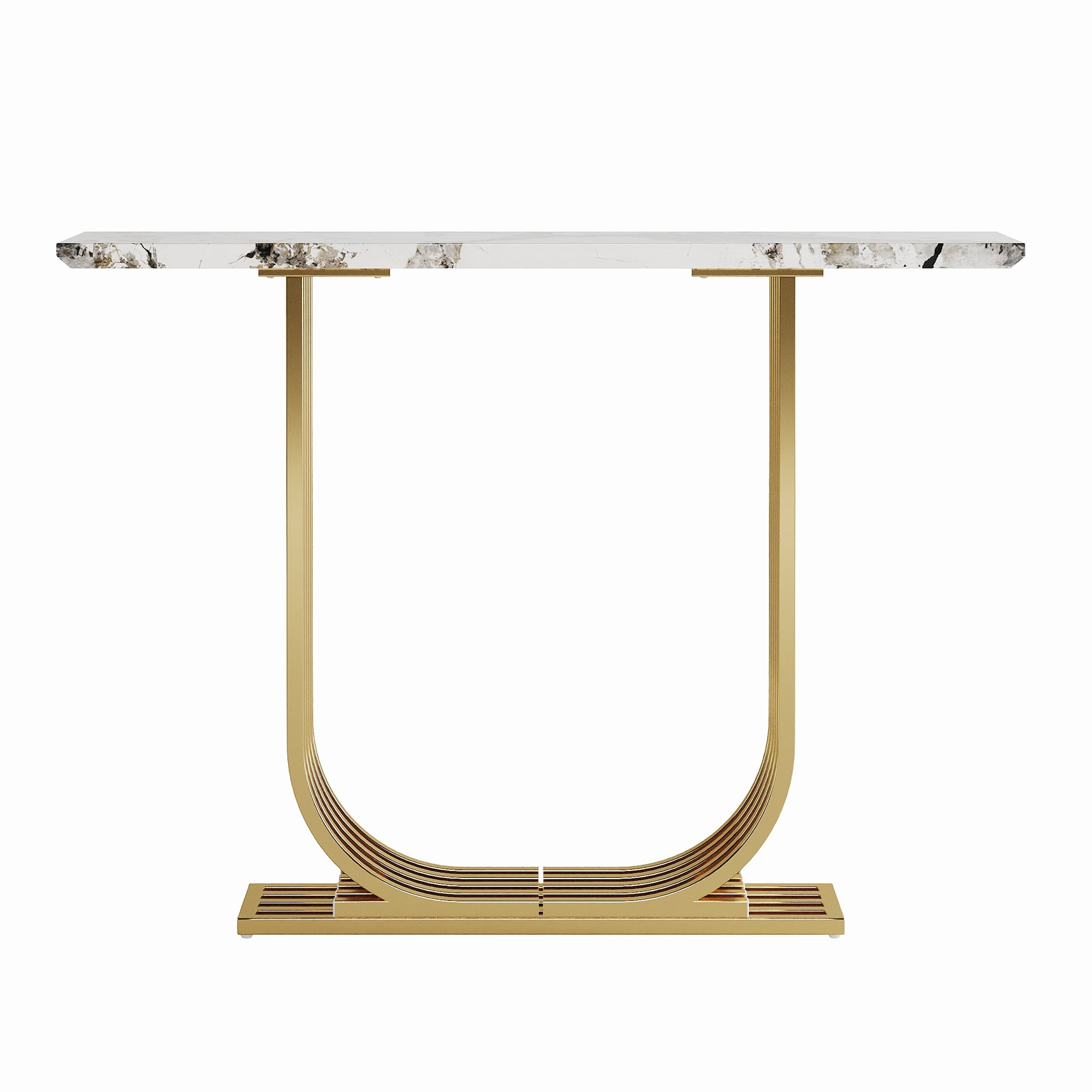 Aukfa 43.3" Modern Console Table, Slim Entryway Table, U-Shaped Metal Frame,Gold