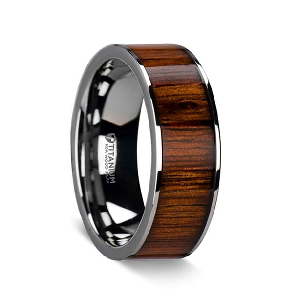 Thorsten Thorsten Honua Titanium Rings For Men Lightweight Titanium Comfort Fit Flat Titanium Wedding Band With Rare Koa Wood Inlay And Polished Edges 8mm Walmart Com Walmart Com