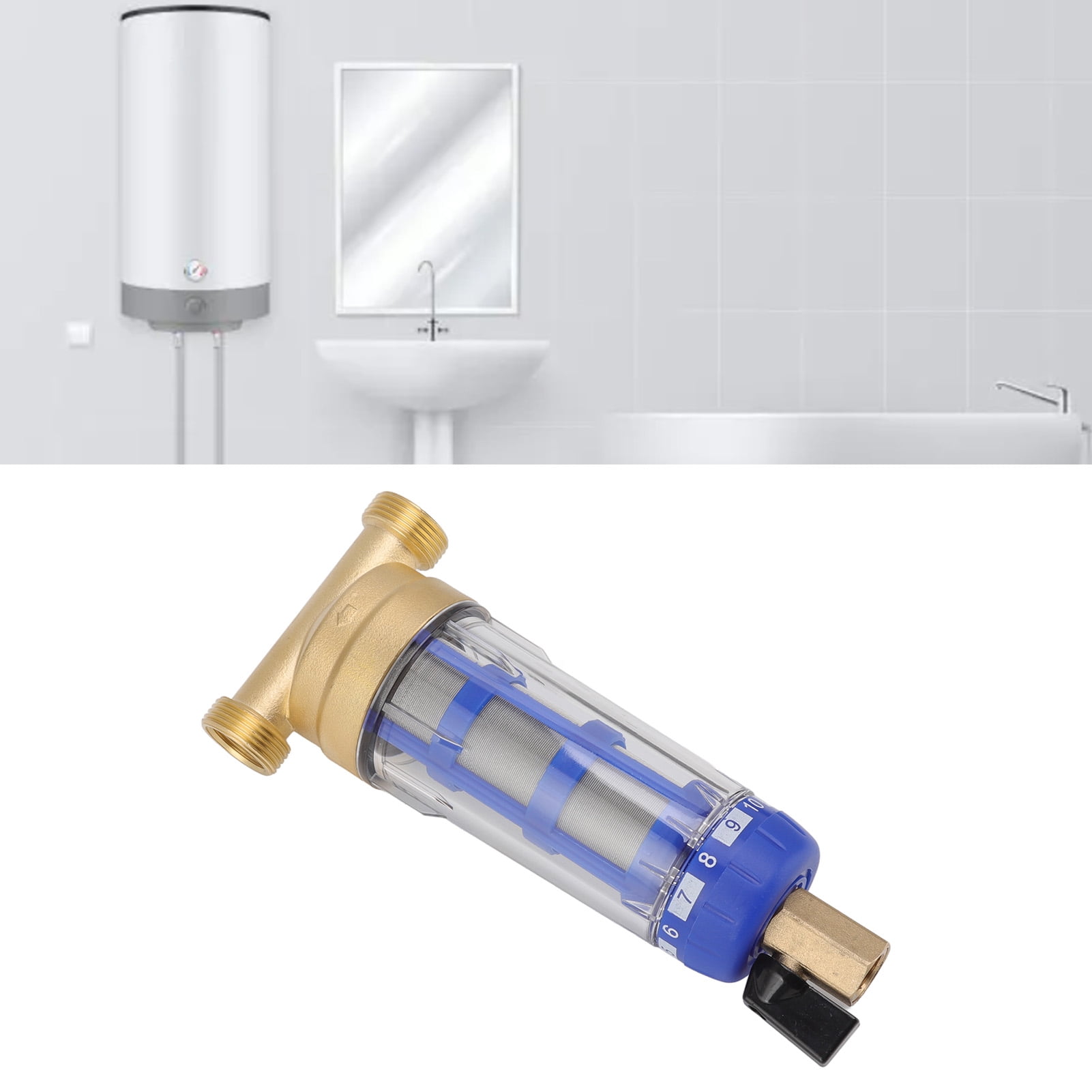 Spin Down Sediment Prefilter Kit, Spin Down Sediment Water Filter Practical Refined Copper Head Anti Dezincification High Accuracy Filtration  For Hotel
