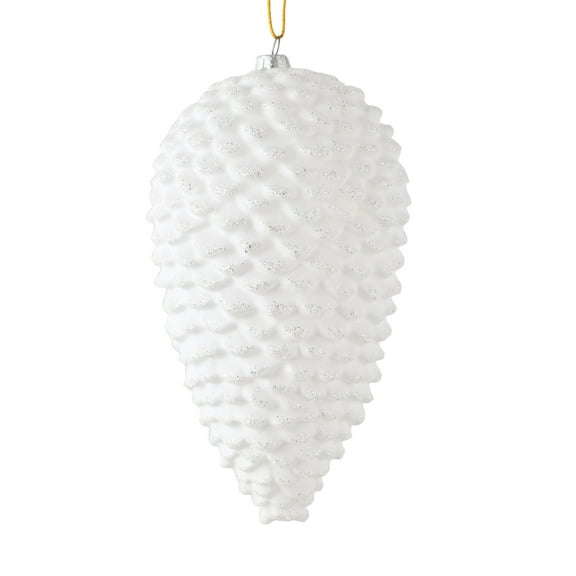 Vickerman 10" White Matte Glitter Pinecone Christmas Ornament, Pack of 2