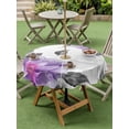 thumbnail image 4 of Outdoor Tablecloth with Umbrella Hole for Patio/Picnic/Party/Camping, Purple Grey Floral Waterproof Table Cloth Round Cover Washable, Botanical Leaves Spring Chic Flower (Dia 54"), 4 of 9