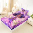 thumbnail image 4 of Castle Fairy Magical Fairy Afro Princess Twin Sheets 3pcs,Purple Star Flower Heart Bedding,Purple Pink,1 Fitted Sheet, 1 Flat Sheet and 1 Pillowcase, 4 of 6