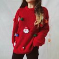 thumbnail image 4 of BangWanChi Christmas Sweater for Women 2026 Winter Women's Christmas Printing Splicing Round Neck Long Sleeve Line Sweater Tops, 4 of 5