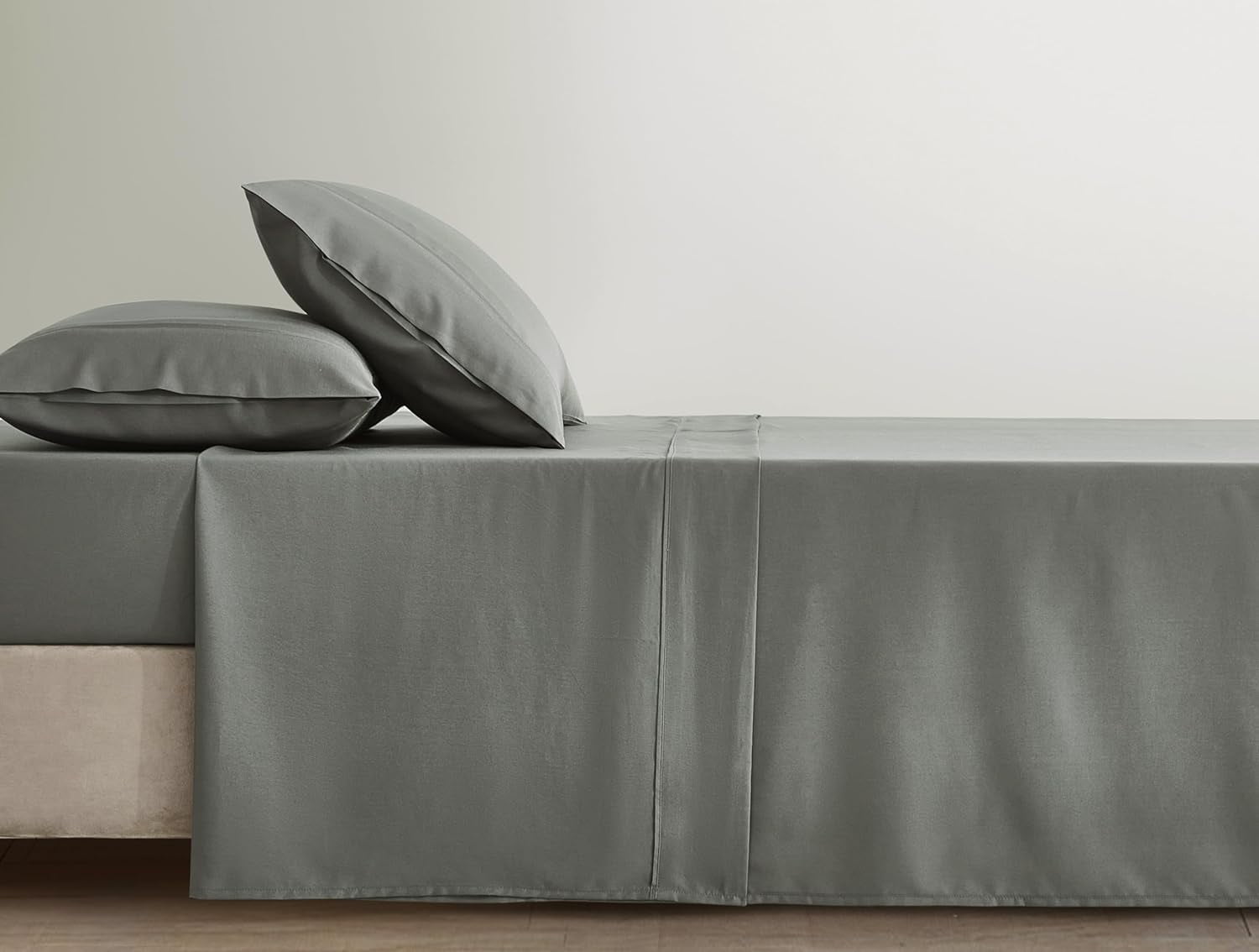 Chezmoi Collection 4-Piece Stone Washed Full Sheet Set, Rayon Derived from Bamboo & Polyester Blended, Breathable & Cooling 15-Inches Deep Pocket Sheets & Pillowcases Set, Dark Gray
