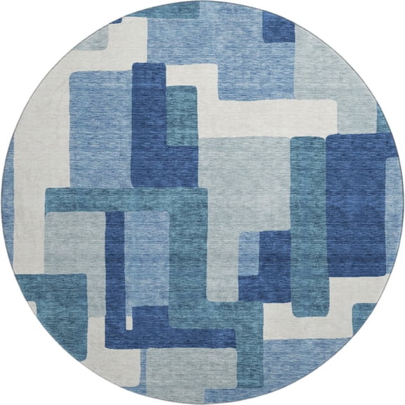 Dalyn Rugs Premium Machine Washable Mayfield AMF740 Blue 8' x 8' Round Rug