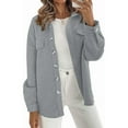 thumbnail image 2 of YDFCWXW Women's 2025 Fall Casual Long Sleeve Button Down Loose Lightweight Shacket Shirt Jacket Coat Outerwear with Pockets Grey, XXL, 2 of 7