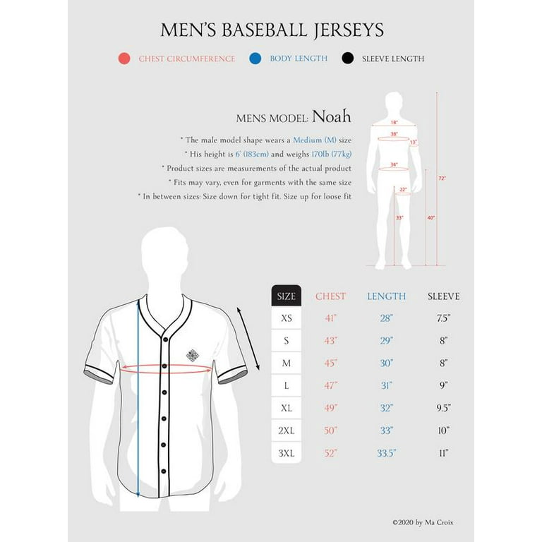 Ma Croix Mens Baseball Jersey Button Down Athletic Sport Uniform