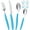 Blue, variant on Alpine Cuisine Flatware Set 16 Piece Service for 4, Stainless Steel Flatware Cutlery Set Includes Dinner Knives/Forks/Spoons - Great for Camping or College Dorms - Dishwasher Safe - Red