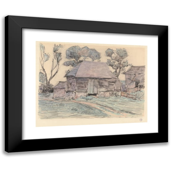 Robert Polhill Bevan 14x12 Black Modern Framed Museum Art Print Titled - A Sussex Barn (1908)