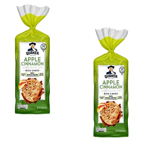 Quaker Gluten Free Rice Cakes, Apple Cinnamon, 6.53 Oz ( Pack of 2 )