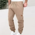 thumbnail image 2 of Men's Big and Tall Cargo Pants Casual Sports Pants Comfy Jogger Long Pants Jogging Sweatpants Pants Khaki M, 2 of 8