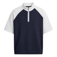 thumbnail image 4 of Maean Mens Textured Shirt Short Sleeve Shirts Quarter Zipper Summer Loose Tops Pullover Sweatshirts, 4 of 5