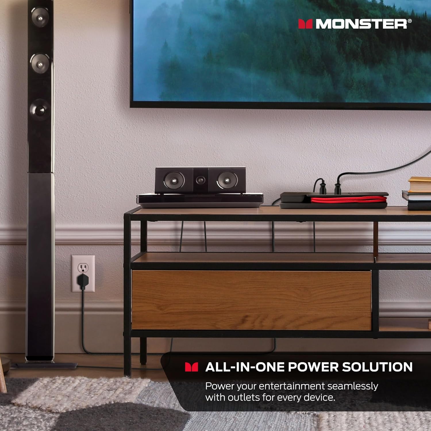 Monster Power Center Vertex XL: Surge Protector Power Strip, 10 AC Outlets, 2 USB-A, 1 USB-C (20W)