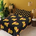 thumbnail image 2 of Ambesonne Emoji Fitted & Top Sheet Set with Sham, Sports Event Themed Design, Mustard Black and Dark Pink, 2 of 5