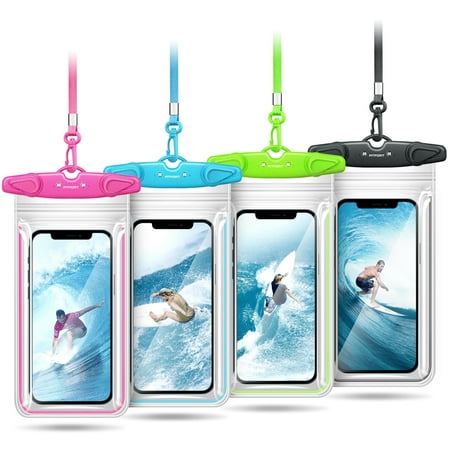 Universal Waterproof Phone Case Bag, 4-Pack IPX8 Waterproof Phone Lanyard Pouch Compatible with iPhone 12/11 Pro Max/Pro/8 Plus