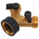 thumbnail image 4 of Conector de manguera de jardín con divisor en Y de cobre de 2 vías y válvulas de cierre. Adaptador de manguera de agua para grifo de exterior., 4 of 6