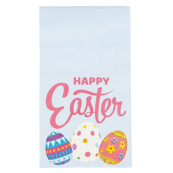 4 1/4" x 7 3/4" Happy Easter Disposable Paper Luncheon Napkins - 16 Count